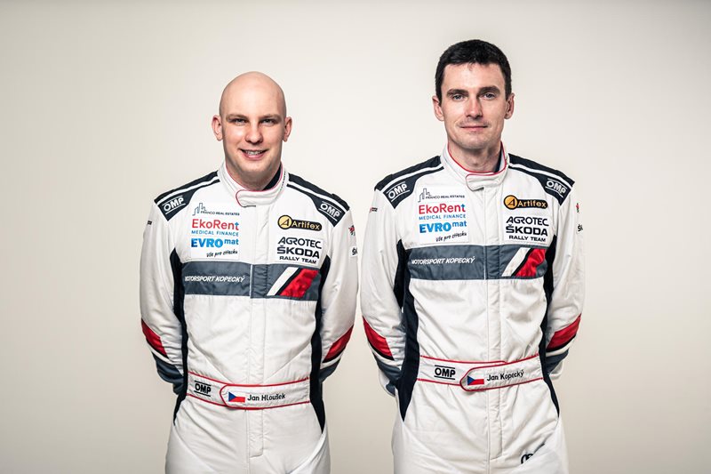 Oficiální portrét jezdců týmu AGROTEC Škoda Rally Team: Jan Kopecký a Jan Hloušek.